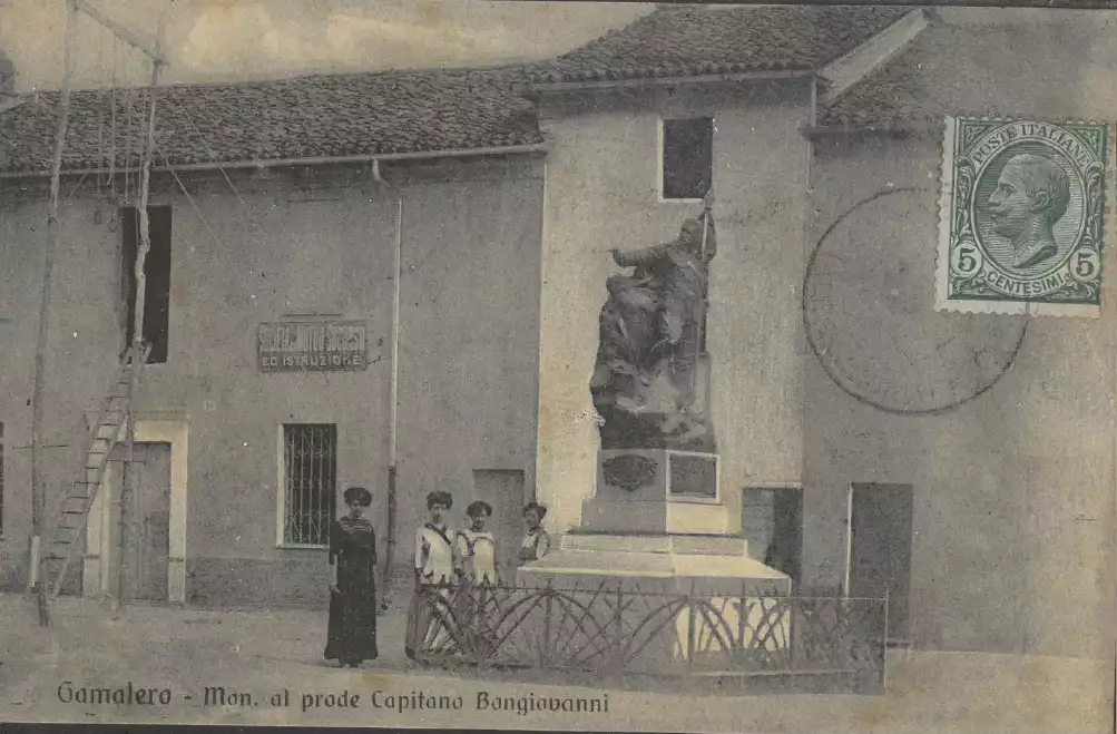 Cartolina Monumento Capitano Bongiovanni (dietro la vecchia SMSI di Gamalero - 1931)